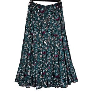 Sage Harbor Maxi Skirt Floral Print Elastic Waist Cottagecore Large L